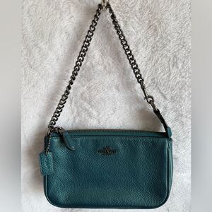 Coach Teal Leather Wristlet
